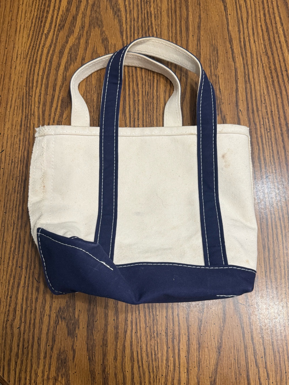 L.L.Bean Small Boat and Tote Canvas Bag Navy Natural Made in USA